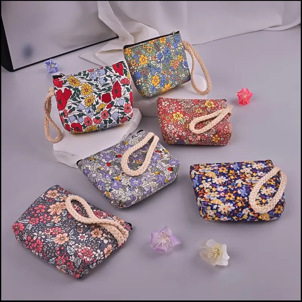 Bohemian Floral Print Change Purse Wristlet 6 pack